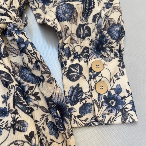 Zara Floral Print Midi Dress - Blue and Cream - Picture 10 of 10